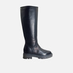 Bota tractorada lona de cuero para mujer - Negro