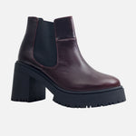 Botin tractorado vela de cuero para mujer - Vino
