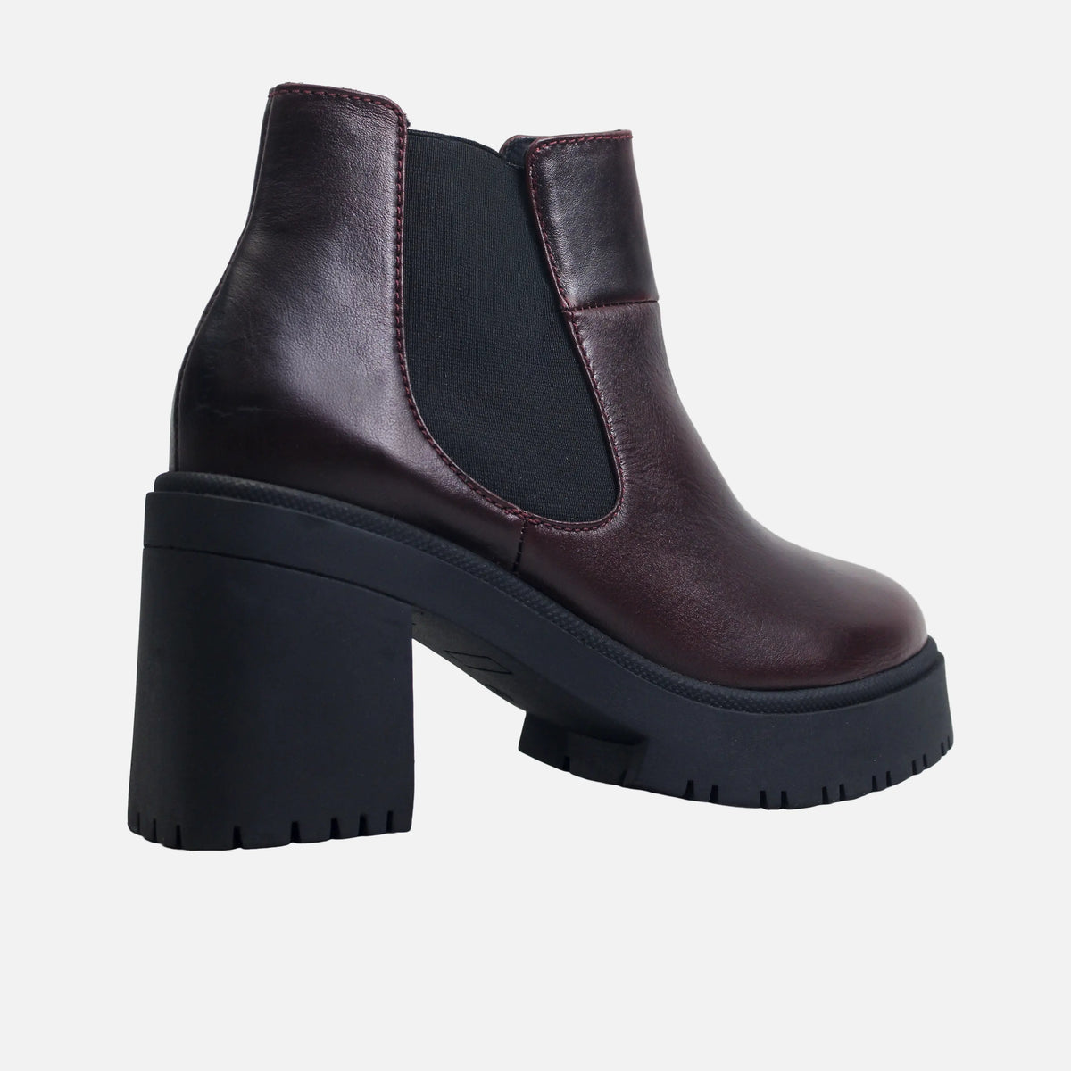 Botin tractorado vela de cuero para mujer - Vino