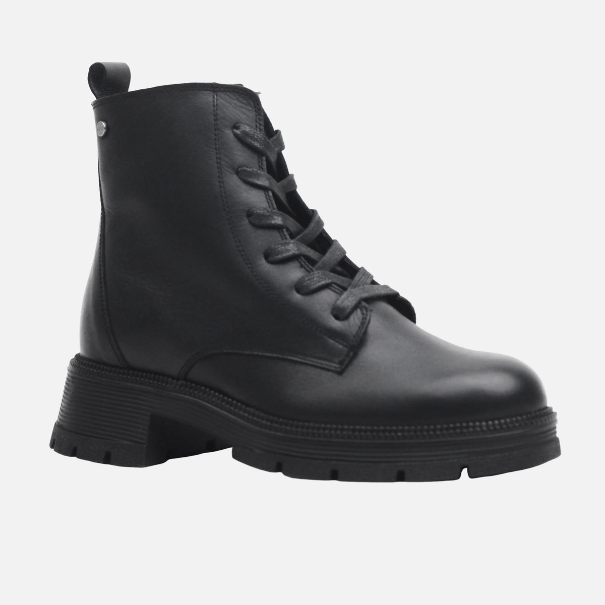 Botin tractorado isabella de cuero para mujer - Negro