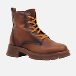 Botin tractorado isabella de cuero para mujer - Miel