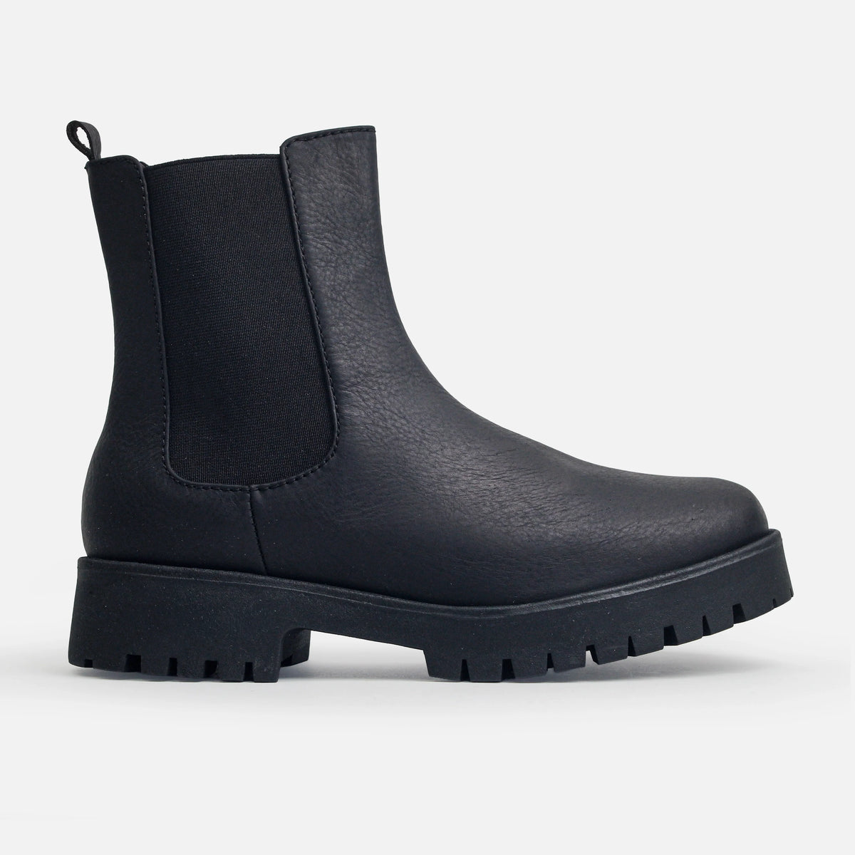 Botin tractorado melochia de cuero para mujer - Negro