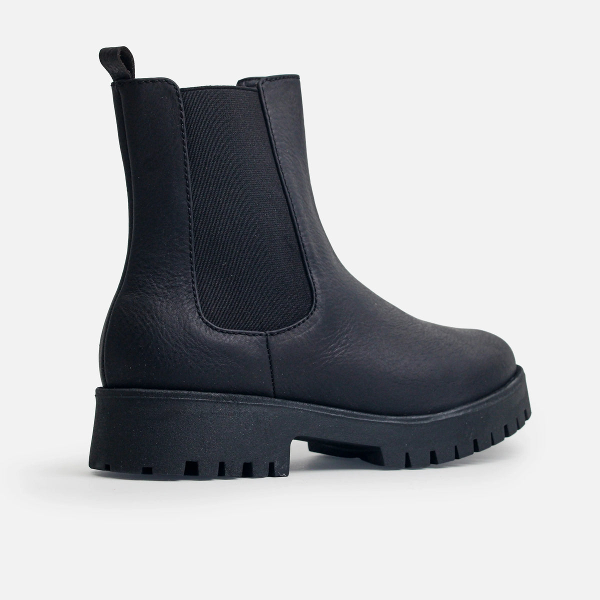 Botin tractorado melochia de cuero para mujer - Negro