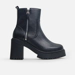Botin tractorado magnolia de cuero para mujer - Negro