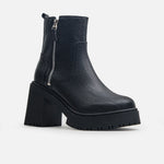 Botin tractorado magnolia de cuero para mujer - Negro