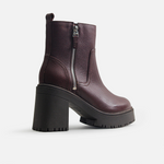 Botin tractorado magnolia de cuero para mujer - Miel
