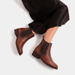 Botin tacon lumi de cuero para mujer - Brandy