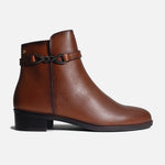 Botin plano perla de cuero para mujer - Miel
