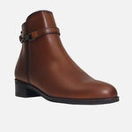 Botin plano perla de cuero para mujer - Miel