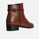 Botin plano perla de cuero para mujer - Miel