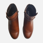 Botin plano perla de cuero para mujer - Miel