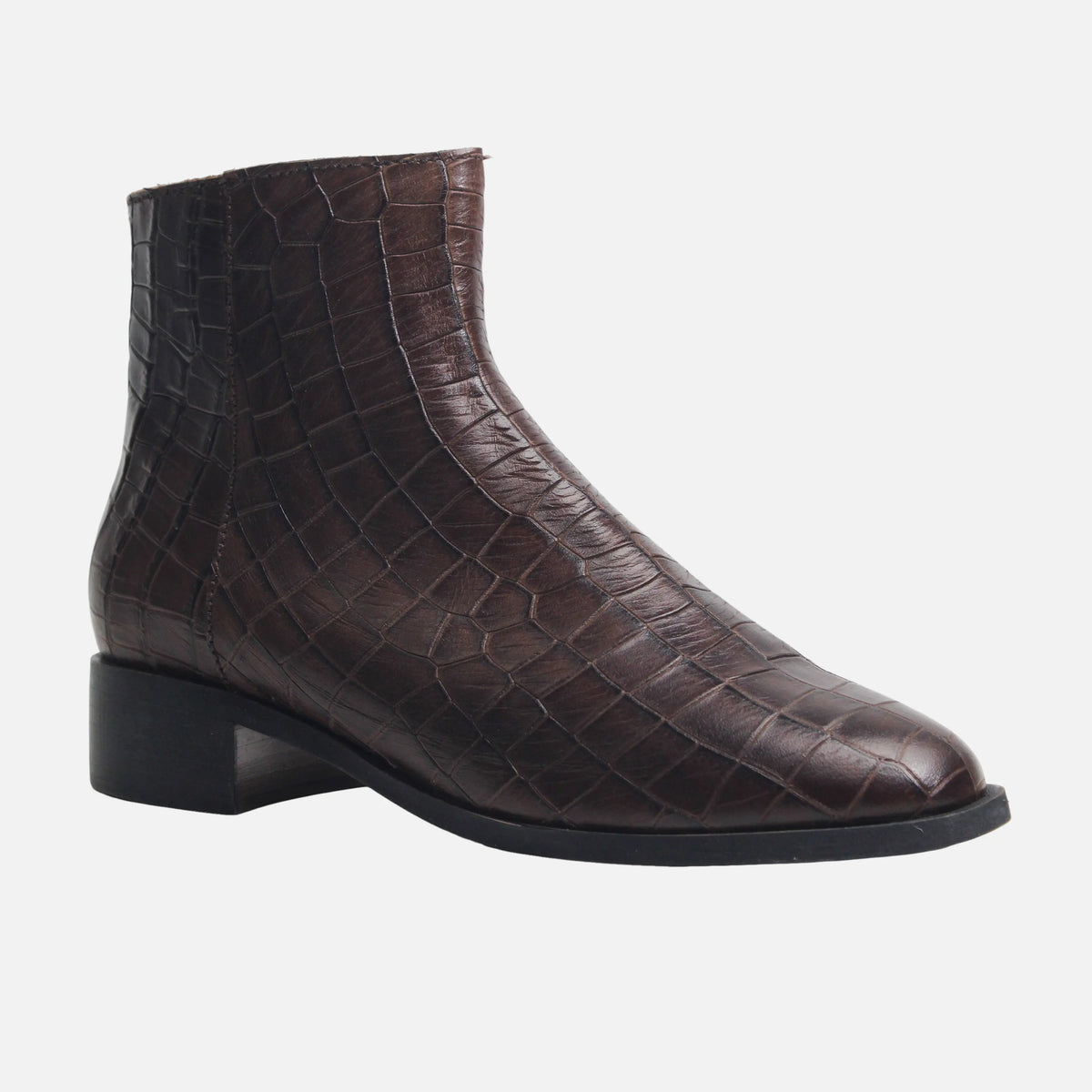 Botin plano tamel de cuero para mujer - Café