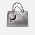 Cartera julieta de cuero para mujer - Plateado