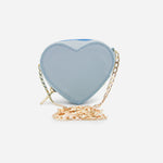 Monedero corazón de cuero para mujer - Celeste