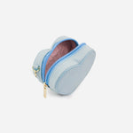 Monedero corazón de cuero para mujer - Celeste