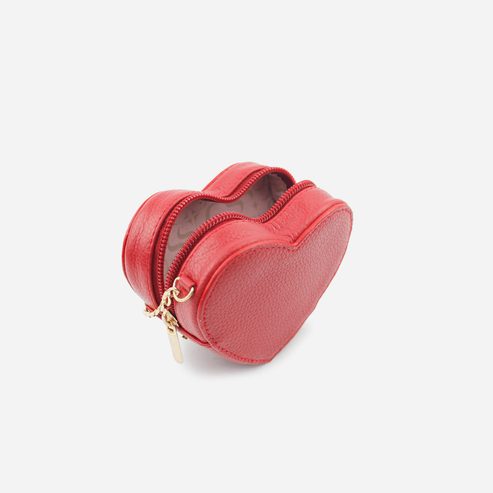 Monedero corazón de cuero para mujer - Rojo