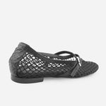 Baleta plana mesh de textil para mujer - Negro