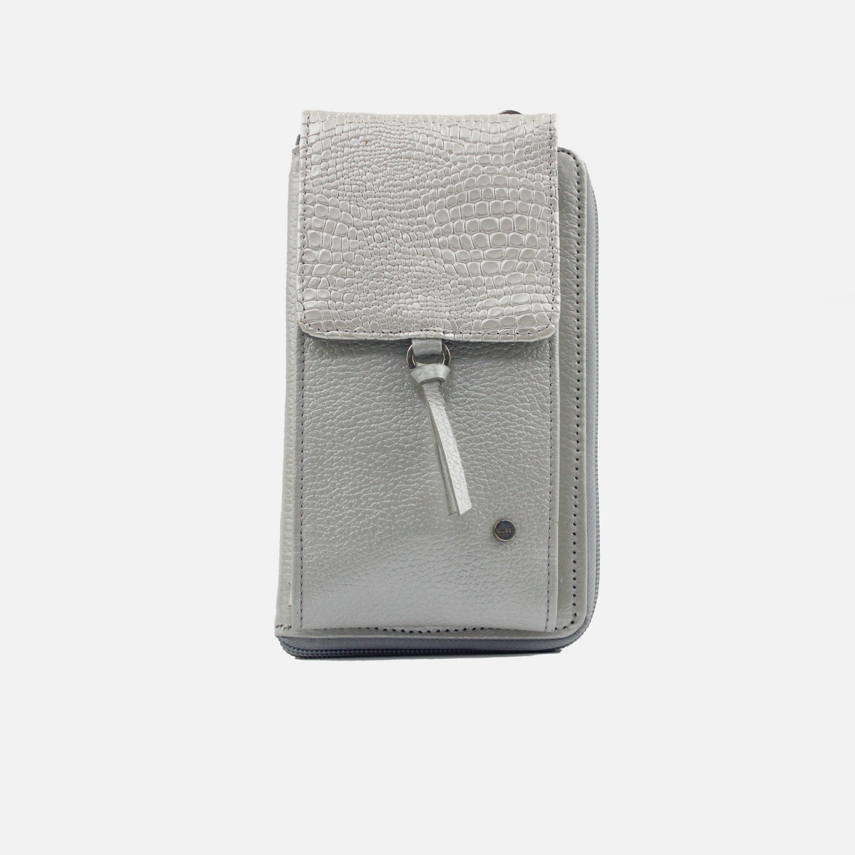 Portacelular corine de cuero para mujer - Plata
