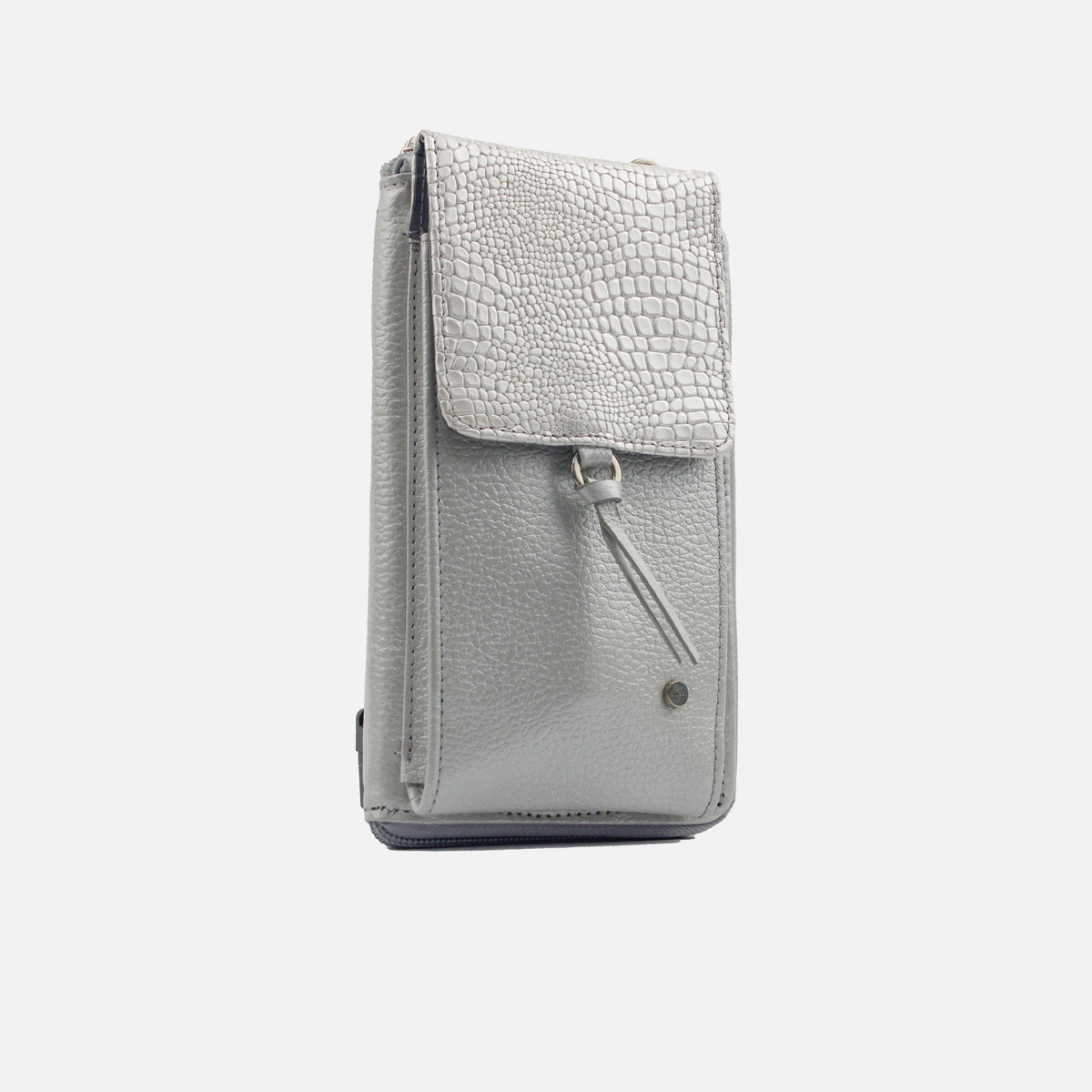 Portacelular corine de cuero para mujer - Plata