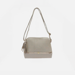 Bolso manos libres malva de cuero para mujer - Hueso