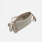 Bolso manos libres malva de cuero para mujer - Hueso