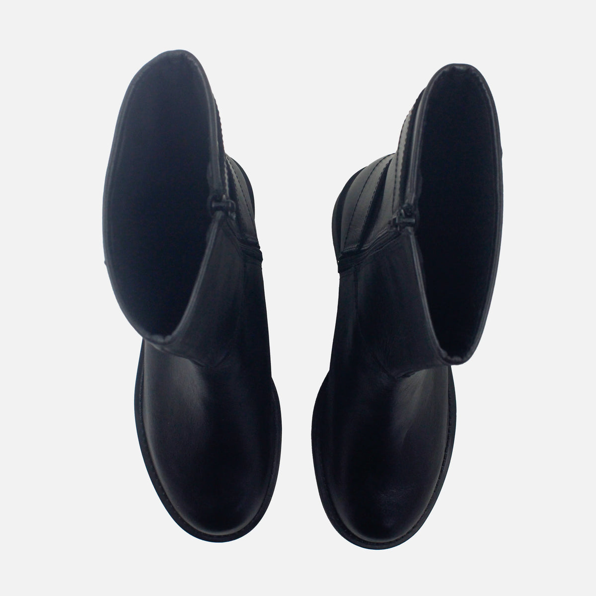 Botin plano luz de cuero para mujer - Negro