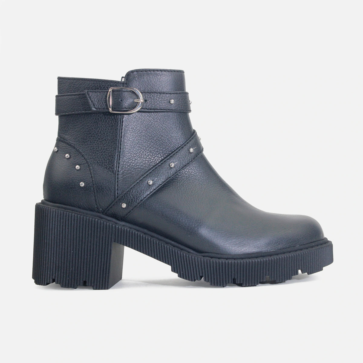 Botin tractorado maia de cuero para mujer - Negro