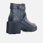 Botin tractorado maia de cuero para mujer - Negro