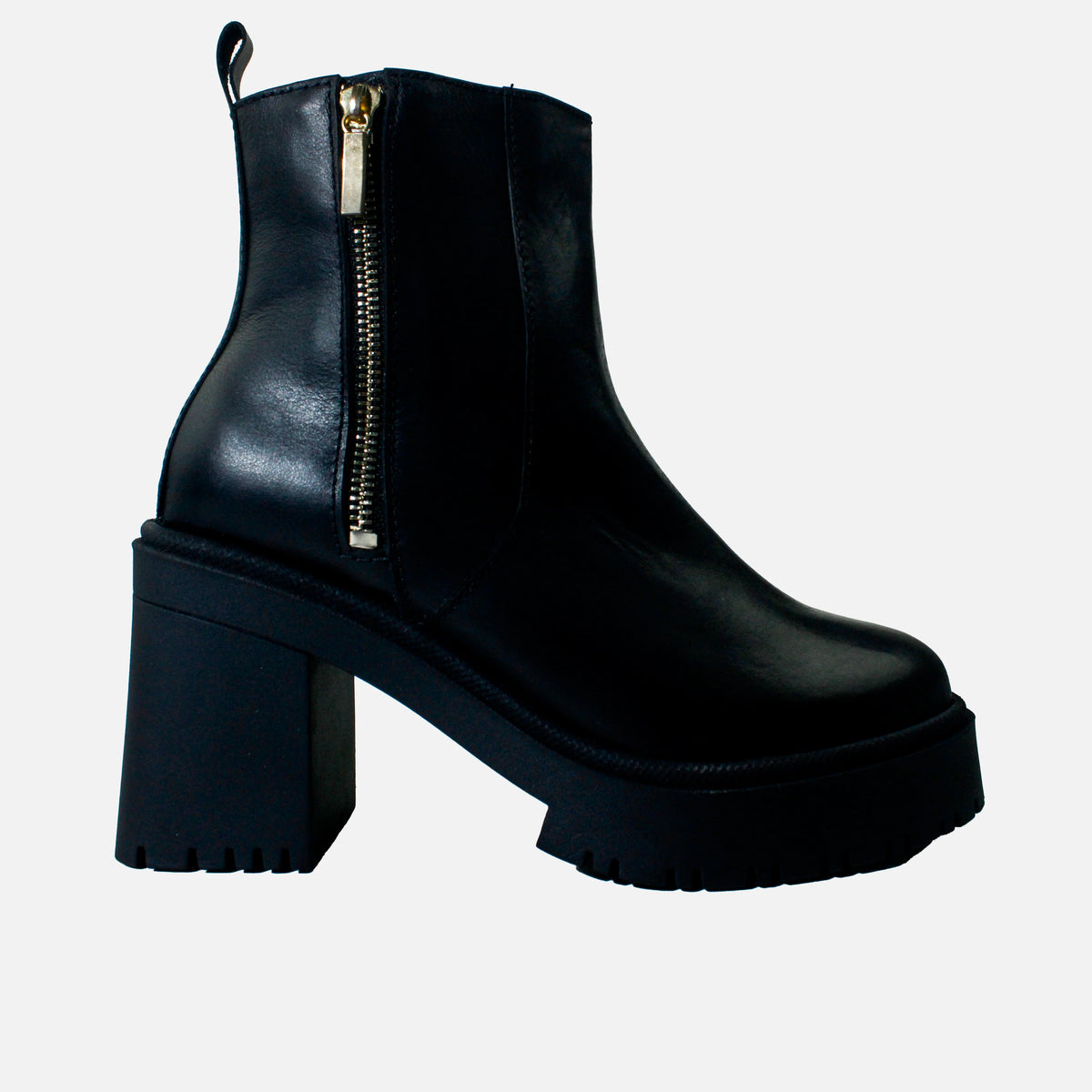 Botin tractorado rosalba de cuero para mujer - Negro