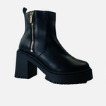 Botin tractorado rosalba de cuero para mujer - Negro