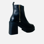 Botin tractorado rosalba de cuero para mujer - Negro