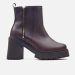 Botin tractorado rosalba de cuero para mujer - Café