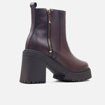 Botin tractorado rosalba de cuero para mujer - Café