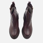 Botin tractorado rosalba de cuero para mujer - Café