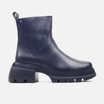 Botin tractorado lila de cuero para mujer - Negro