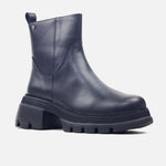 Botin tractorado lila de cuero para mujer - Negro