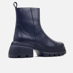 Botin tractorado lila de cuero para mujer - Negro