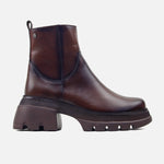 Botin tractorado lila de cuero para mujer - Café