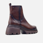 Botin tractorado lila de cuero para mujer - Café