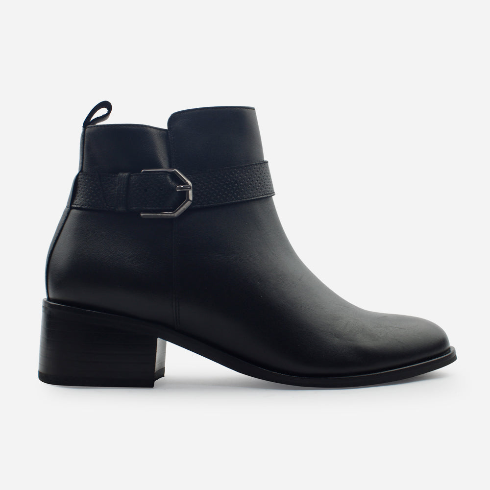Botin tacon aura de cuero para mujer - Negro