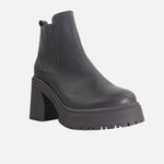 Botin tractorado evangeline de cuero para mujer - Café