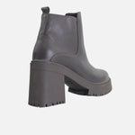 Botin tractorado evangeline de cuero para mujer - Café