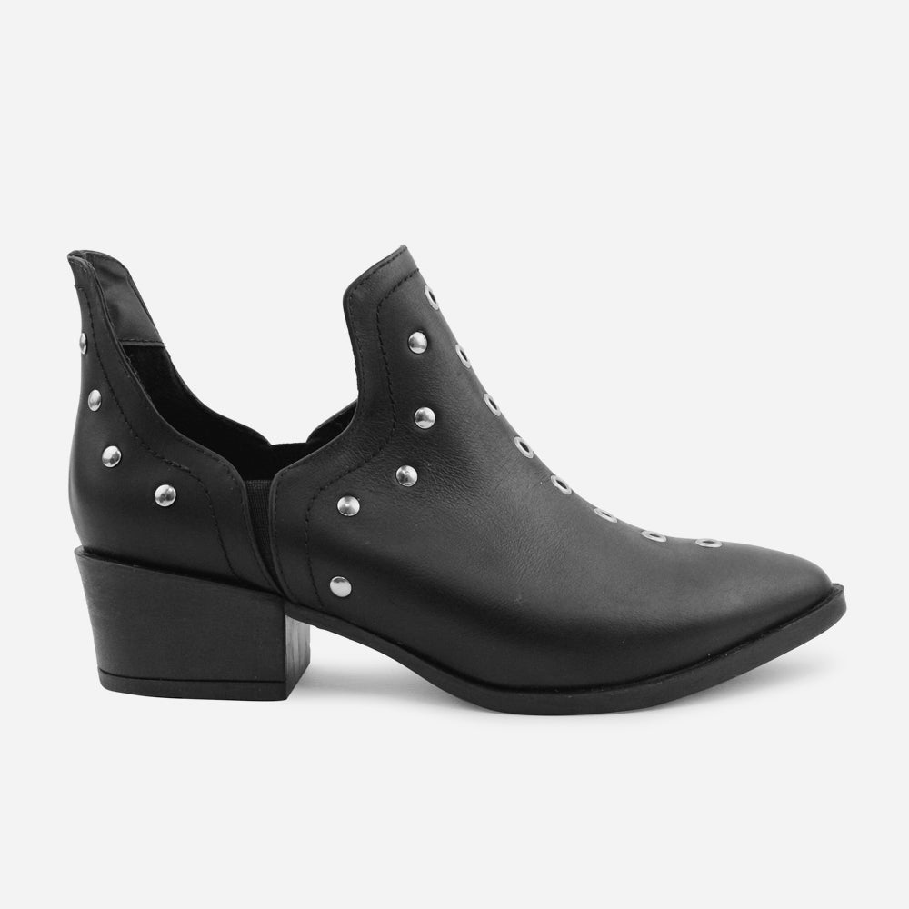 Botin tacon amber de cuero para mujer - Negro