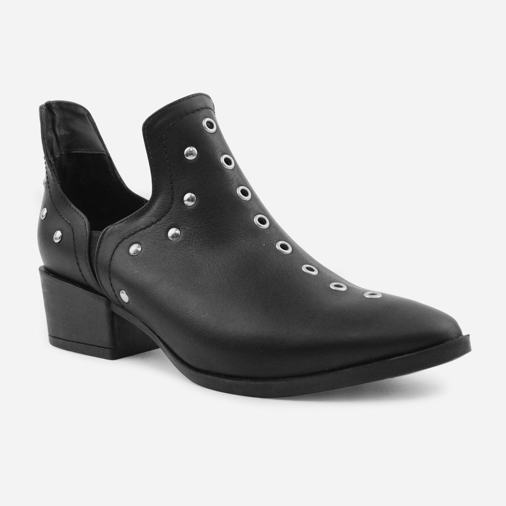 Botin tacon amber de cuero para mujer - Negro