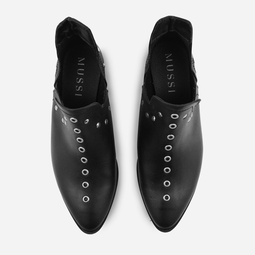 Botin tacon amber de cuero para mujer - Negro