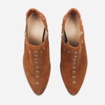 Botin tacon amber de cuero para mujer - Miel