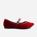 Baleta plana elyse de sintético para mujer - Rojo