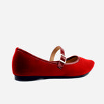 Baleta plana elyse de sintético para mujer - Rojo