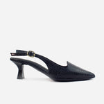 Tacones luzia de cuero para mujer - Negro