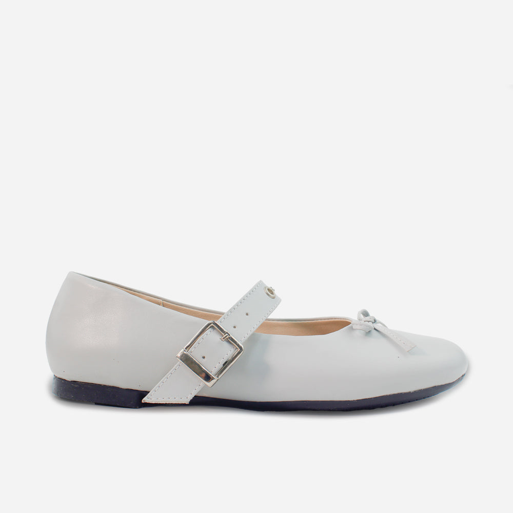 Baleta plana naya de cuero para mujer - Gris